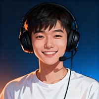 一位年轻中国男性电竞观众头像，戴着耳机面带微笑。